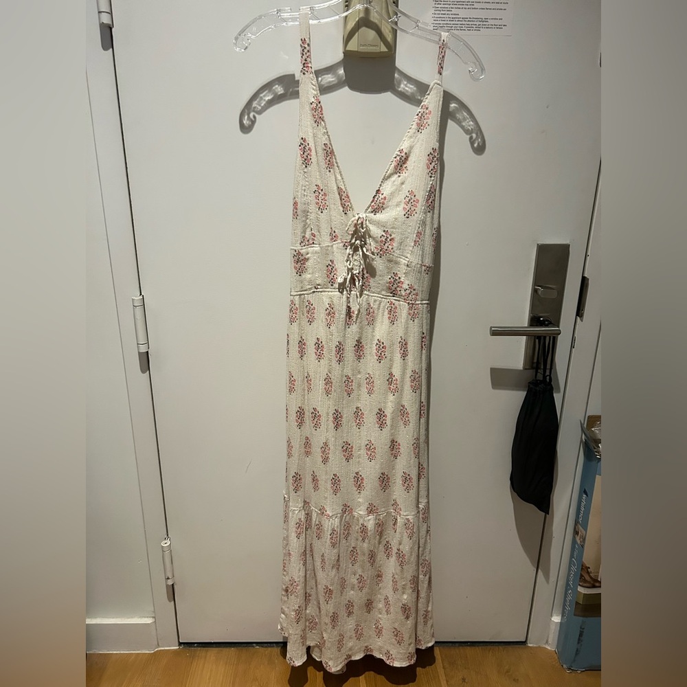 La Vie Rebecca Taylor printed crinkle lurex tie back dress- size S